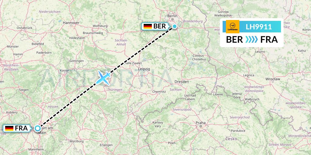 LH9911 Lufthansa Flight Map: Berlin to Frankfurt