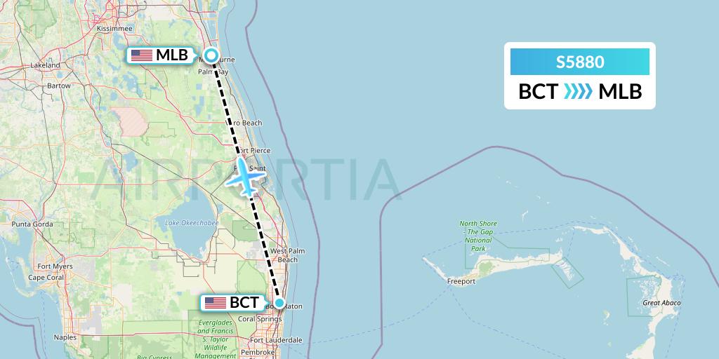 S5880 Star Air Flight Map: Boca Raton to Melbourne