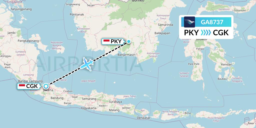 GA8737 Garuda Indonesia Flight Map: Palangkaraya to Jakarta