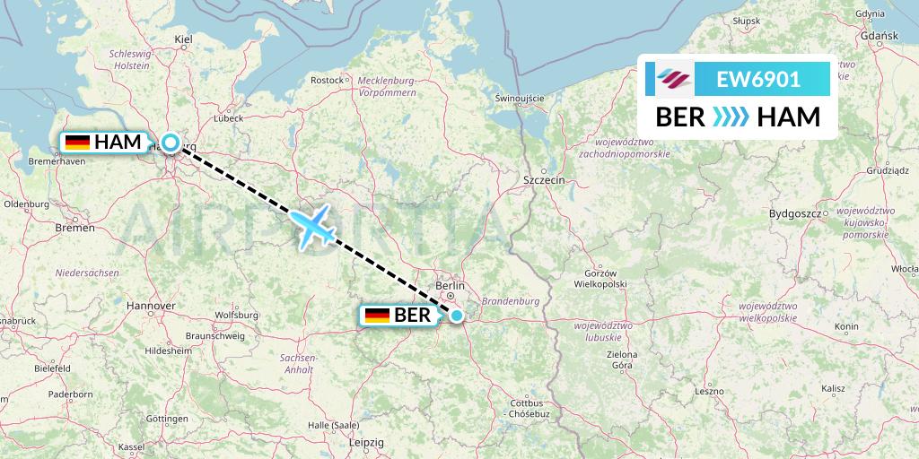 EW6901 Eurowings Flight Map: Berlin to Hamburg