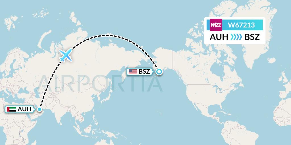 W67213 Wizz Air Flight Map: Abu Dhabi to Egegik
