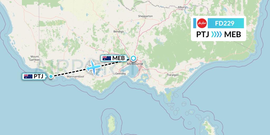 FD229 Thai AirAsia Flight Map: Portland to Essendon