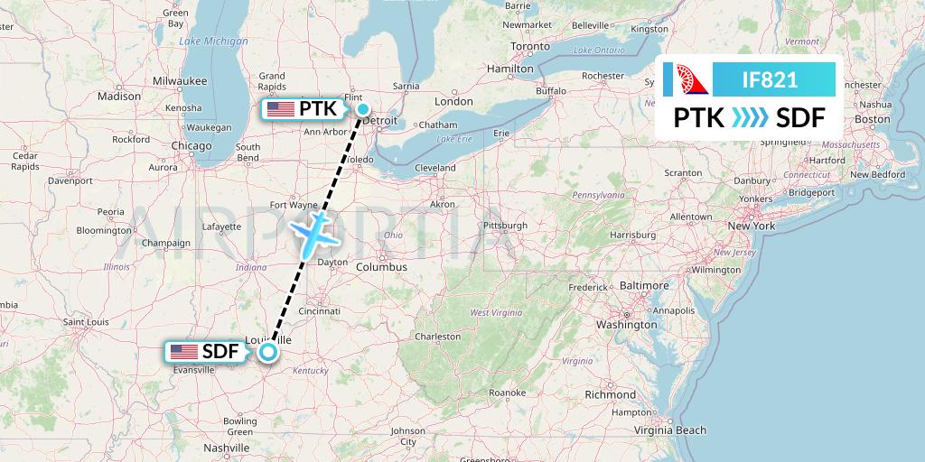 IF821 Fly Baghdad Flight Map: Oakland County to Louisville
