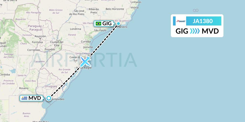 JA1380 JetSMART Flight Map: Rio de Janeiro to Montevideo