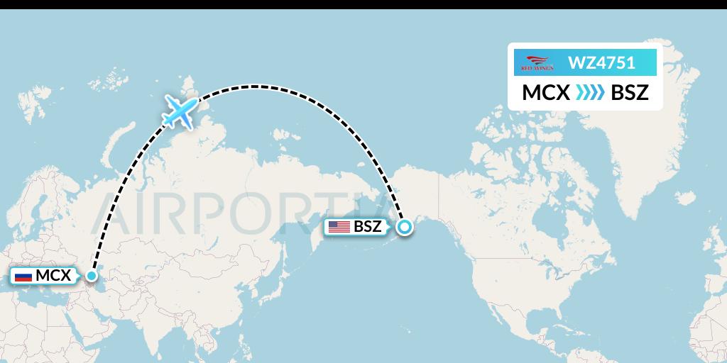 WZ4751 Red Wings Flight Map: Makhachkala to Egegik