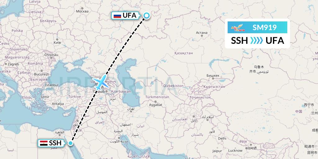 SM919 Air Cairo Flight Map: Sharm el-Sheikh to Ufa