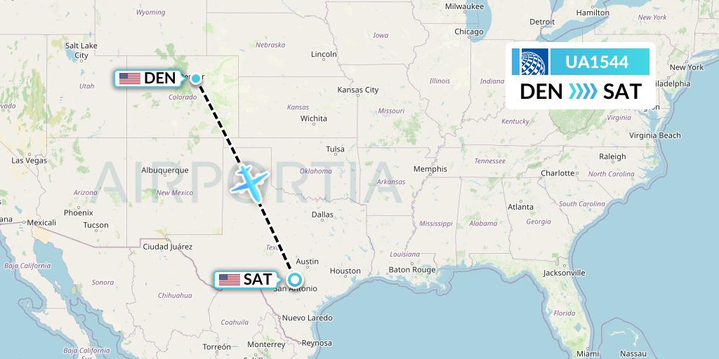 UA1544 United Airlines Flight Map: Denver to San Antonio