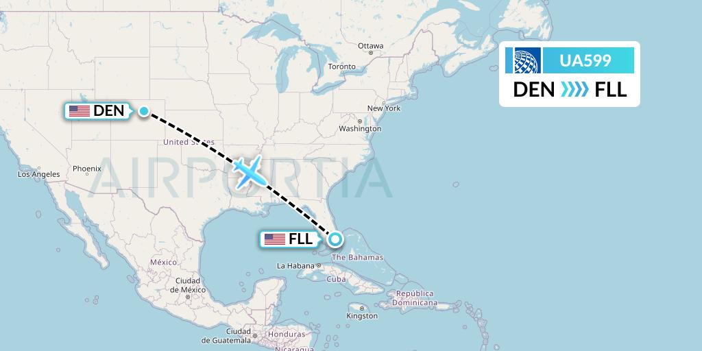 UA599 United Airlines Flight Map: Denver to Fort Lauderdale