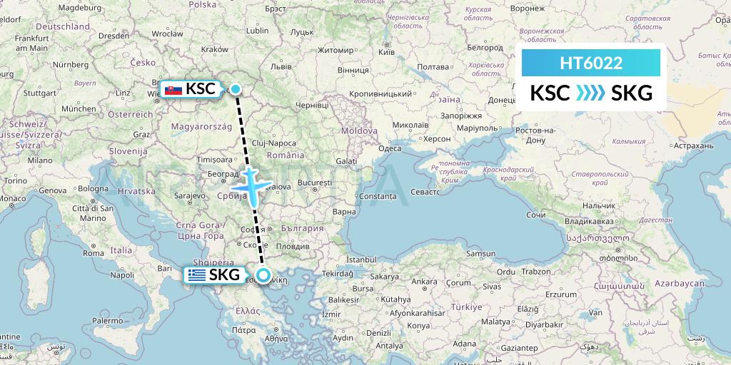 HT6022 Ningxia Cargo Airlines CO.,LTD Flight Map: Kosice to Thessaloniki