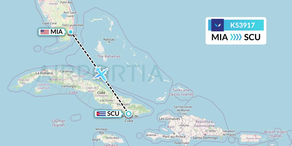 K53917 SeaPort Airlines Flight Map: Miami to Santiago de Cuba