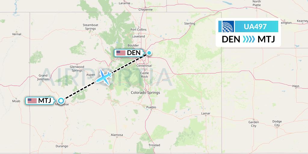 UA497 United Airlines Flight Map: Denver to Montrose