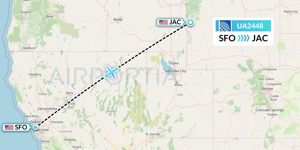 UA2448 United Airlines Flight Map: San Francisco to Jackson