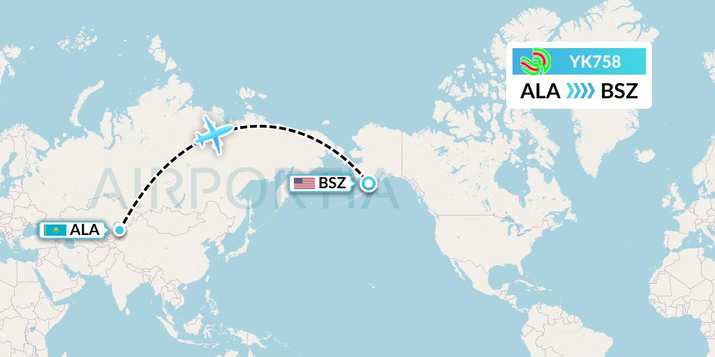 YK758 Avia Traffic Flight Map: Almaty to Egegik