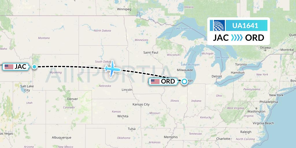 UA1641 United Airlines Flight Map: Jackson to Chicago