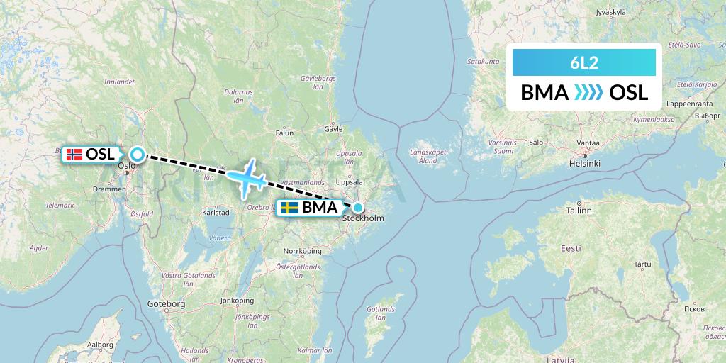 6L2 Aklak Air Flight Map: Stockholm to Oslo