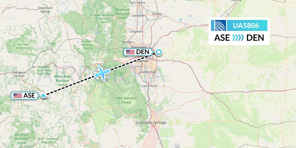 UA5806 United Airlines Flight Map: Aspen to Denver