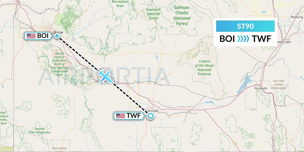 ST90 Air Thanlwin Flight Map: Boise to Twin Falls