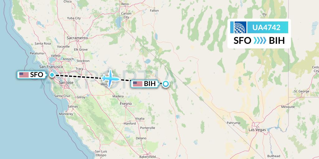 UA4742 United Airlines Flight Map: San Francisco to Bishop
