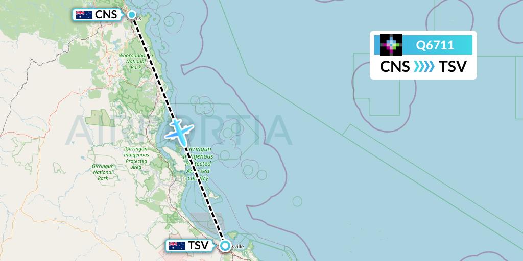 Q6711 Volaris Costa Rica Flight Map: Cairns to Townsville