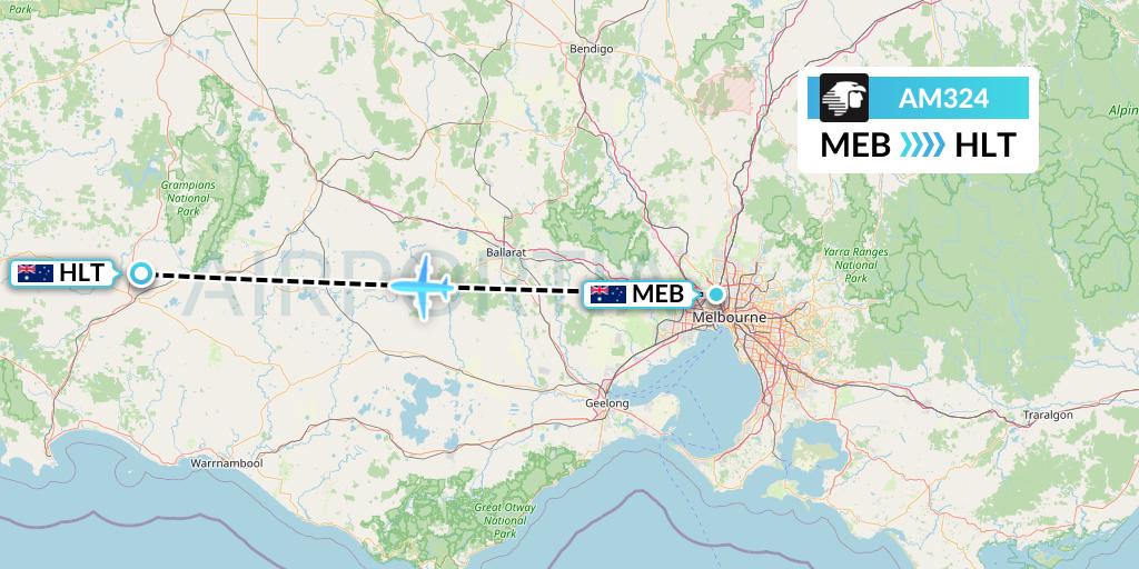AM324 Aeromexico Flight Map: Essendon to Australia