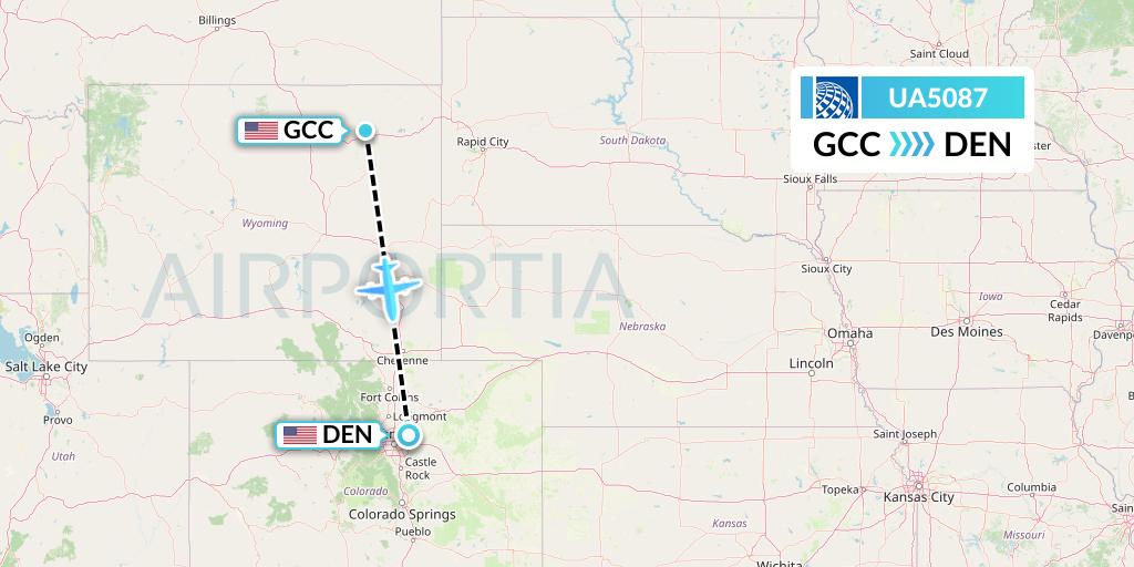 UA5087 United Airlines Flight Map: Gillette to Denver