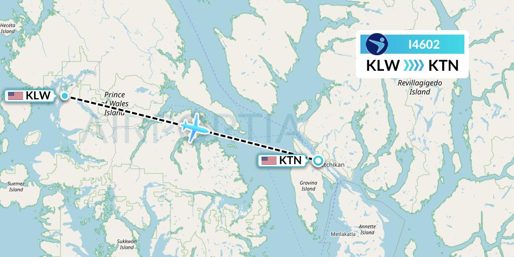 I4602 Island Air Express Flight Map: Klawock to Ketchikan