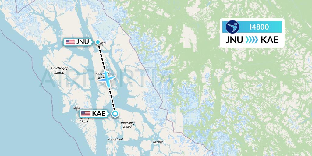 I4800 Island Air Express Flight Map: Juneau to Kake