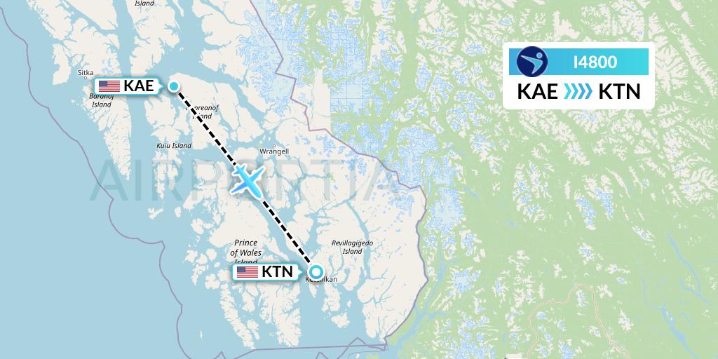 I4800 Island Air Express Flight Map: Kake to Ketchikan