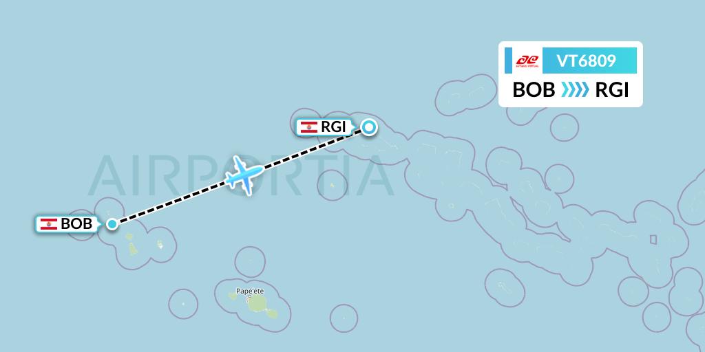 VT6809 Air Tahiti Flight Map: Bora Bora to Rangiroa