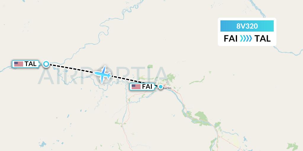 8V320 Wright Air Service Flight Map: Fairbanks to Tanana
