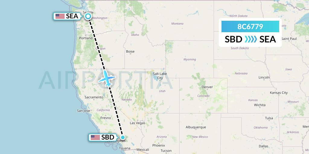 8C6779 Air Transport International Flight Map: San Bernardino to Seattle