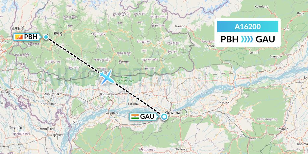 A16200 A.p.g. Distribution Systems Flight Map: Paro to Guwahati