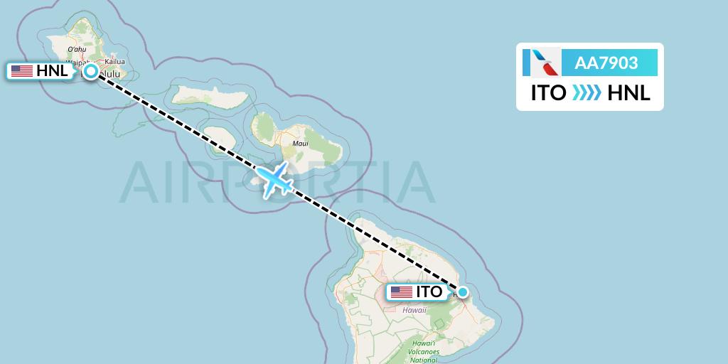 AA7903 American Airlines Flight Map: Hilo to Honolulu