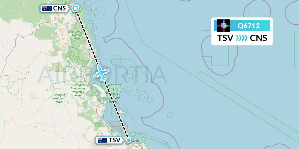 Q6712 Volaris Costa Rica Flight Map: Townsville to Cairns