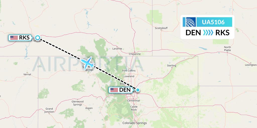 UA5106 United Airlines Flight Map: Denver to Rock Springs