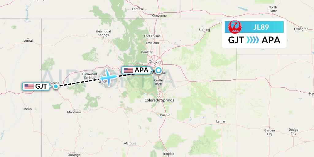 JL89 Japan Airlines Flight Map: Grand Junction to Denver