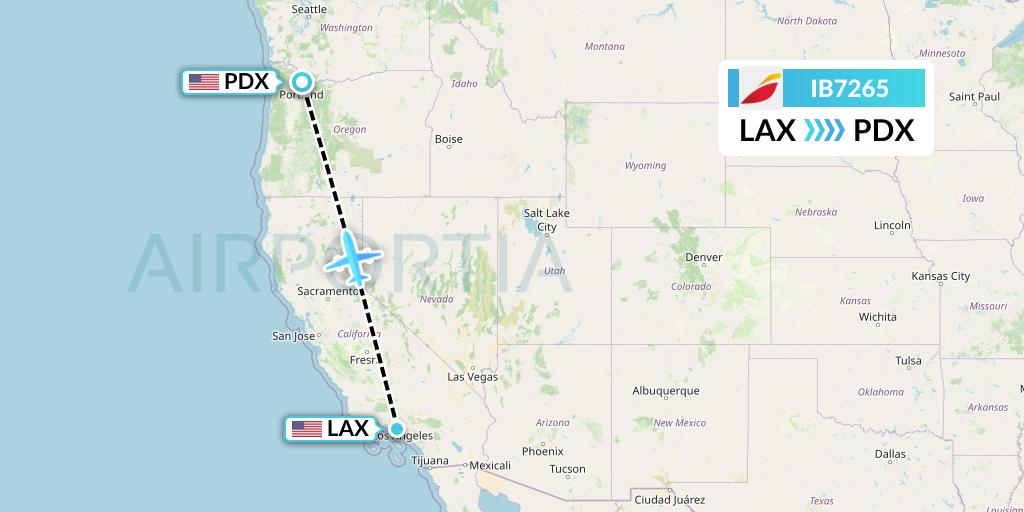 IB7265 Iberia Flight Map: Los Angeles to Portland