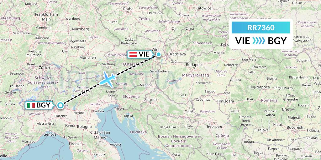RR7360 Royal Air Force Flight Map: Vienna to Milan
