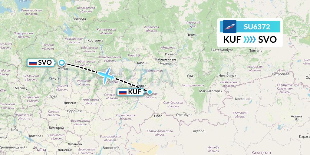 SU6372 Aeroflot Flight Map: Samara to Moscow
