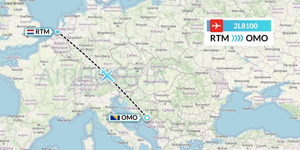 2L8100 Helvetic Airways Flight Map: Rotterdam to Mostar