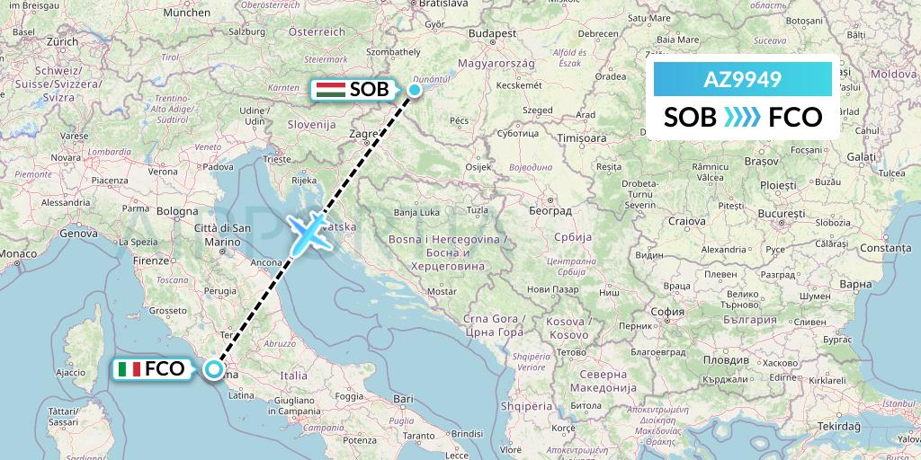 AZ9949 ITA Airways Flight Map: Sarmelleek to Rome