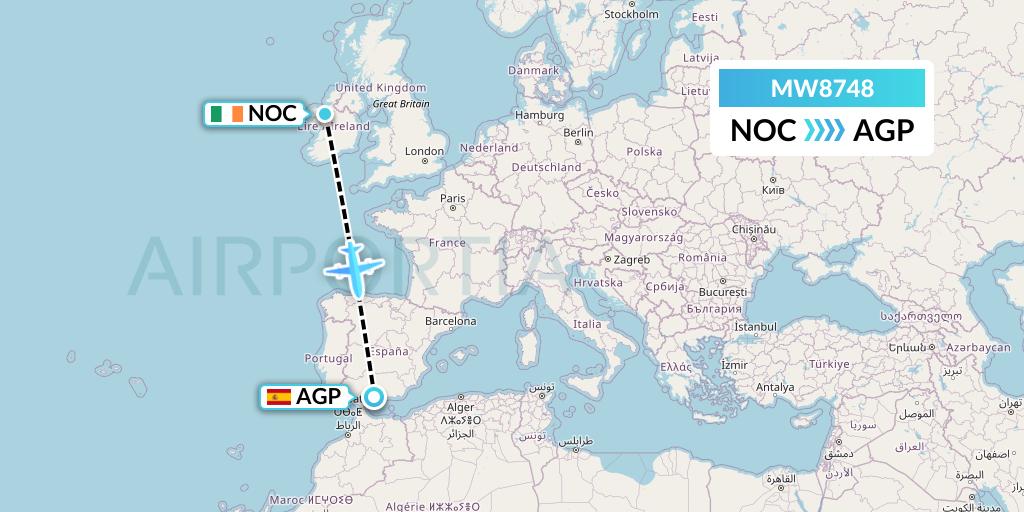 MW8748 Mokulele Flight Service Flight Map: Knock to Malaga