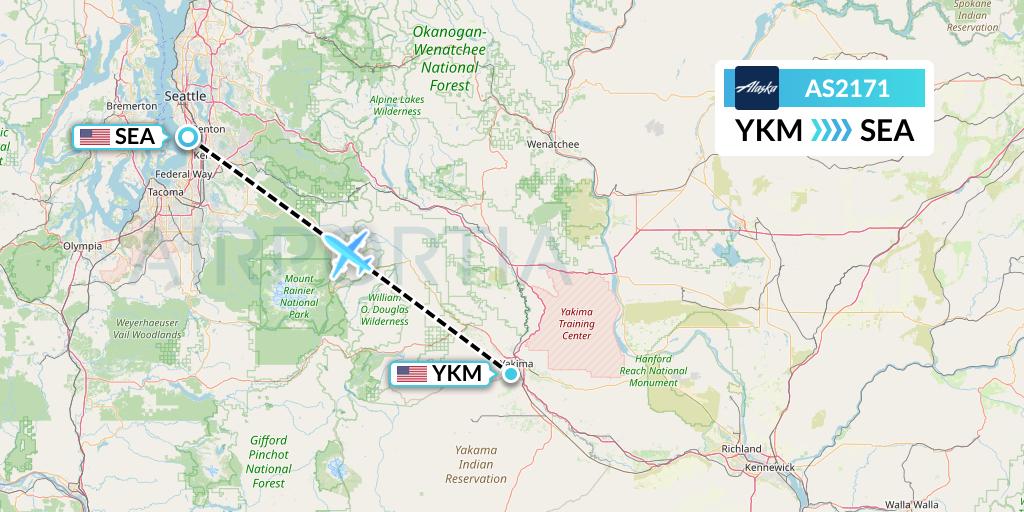 AS2171 Alaska Airlines Flight Map: Yakima to Seattle
