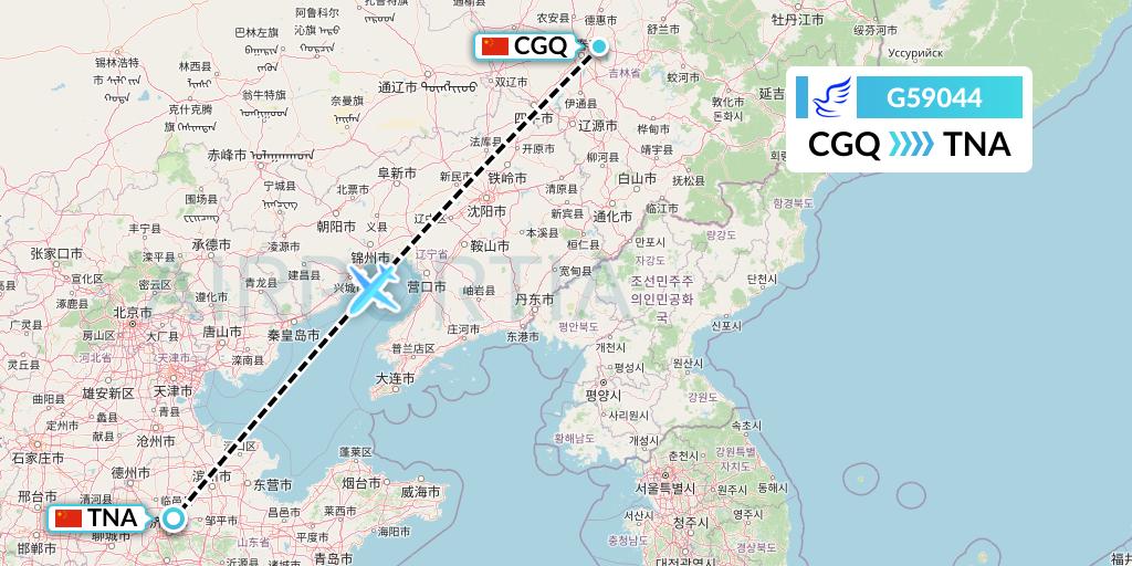 G59044 China Express Airlines Flight Map: Changchun to Jinan