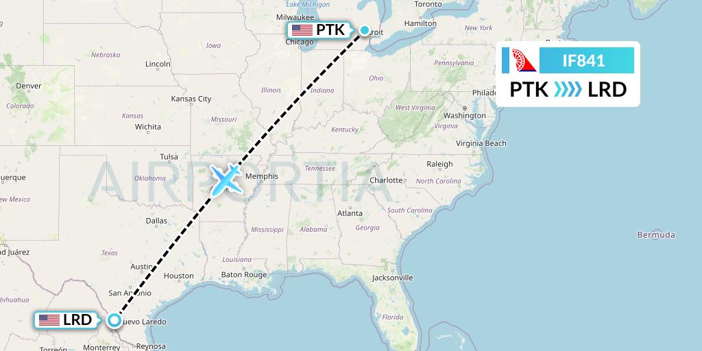 IF841 Fly Baghdad Flight Map: Oakland County to Laredo