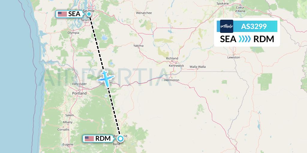 AS3299 Alaska Airlines Flight Map: Seattle to Redmond