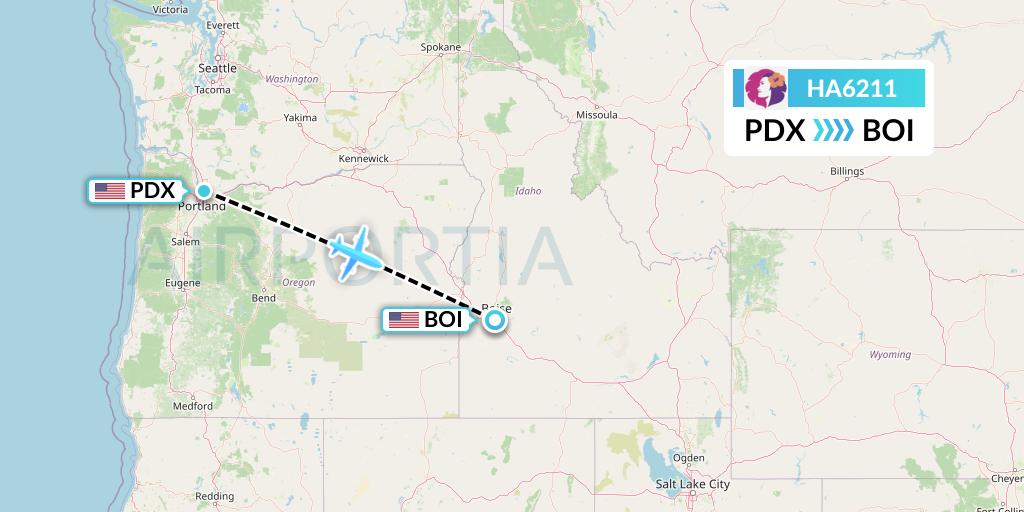 HA6211 Hawaiian Airlines Flight Map: Portland to Boise