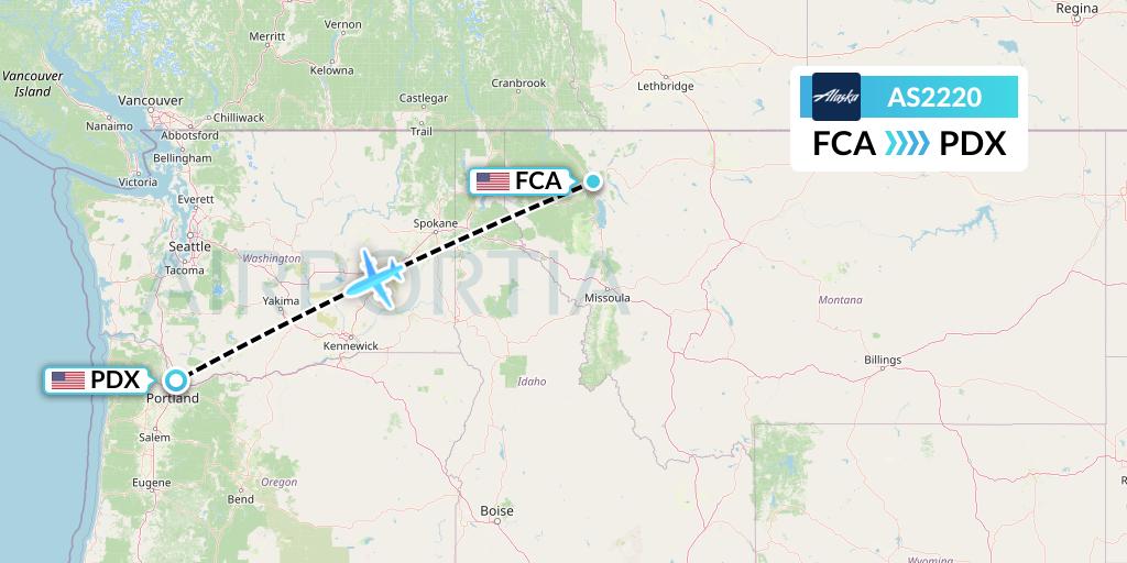AS2220 Alaska Airlines Flight Map: Kalispell to Portland