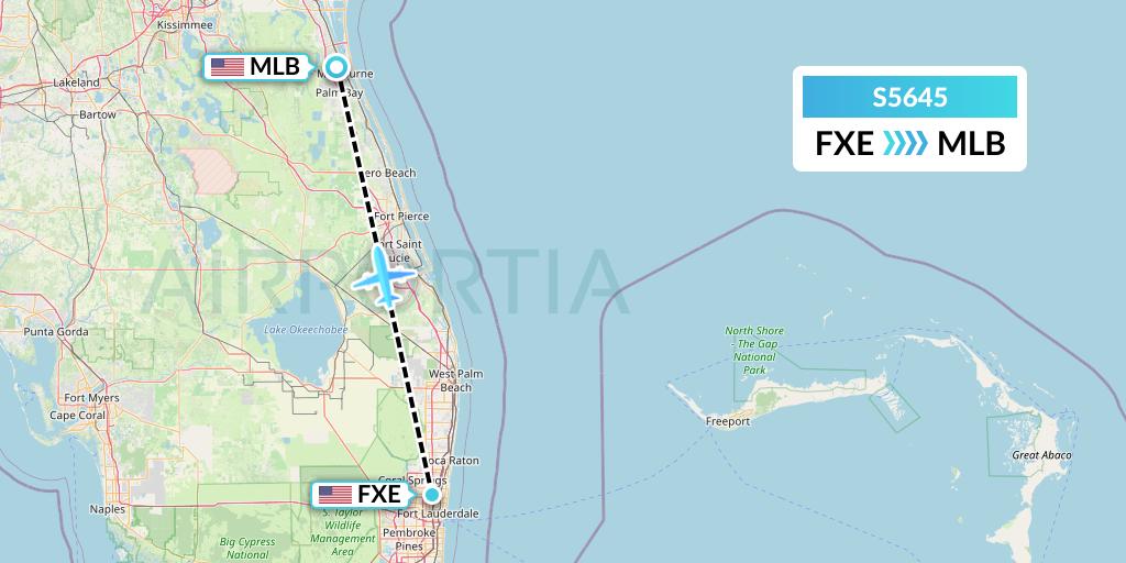 S5645 Star Air Flight Map: Fort Lauderdale to Melbourne