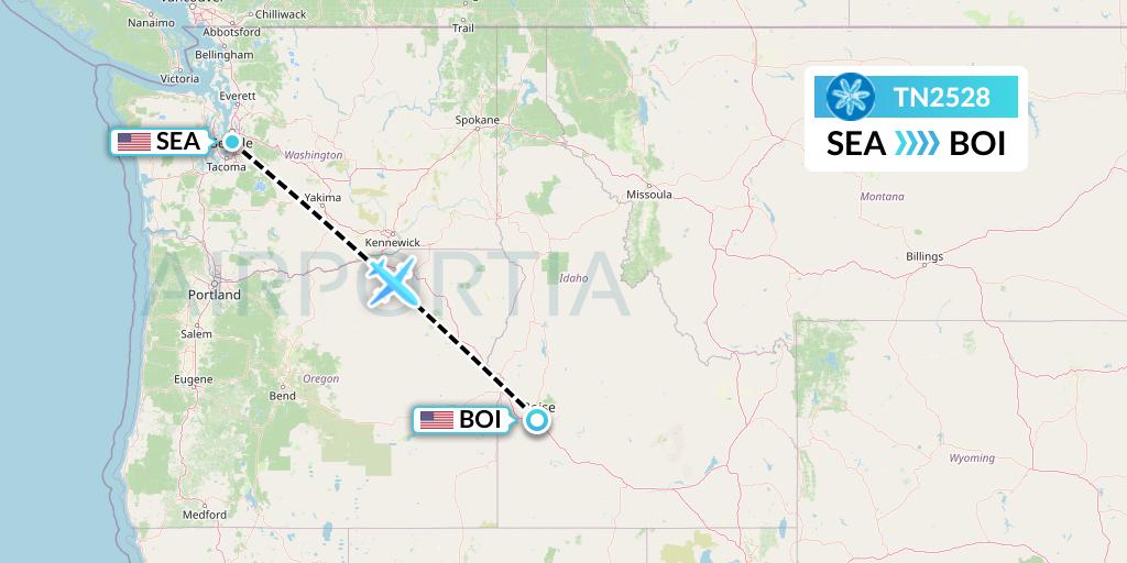 TN2528 Air Tahiti Nui Flight Map: Seattle to Boise